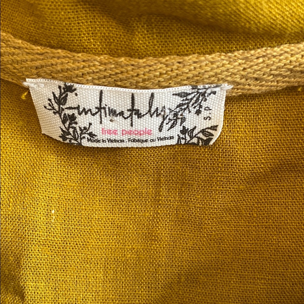 Free People Yellow Bodysuit Top with Collared Neckline safari NWOT - Picture 6 of 6